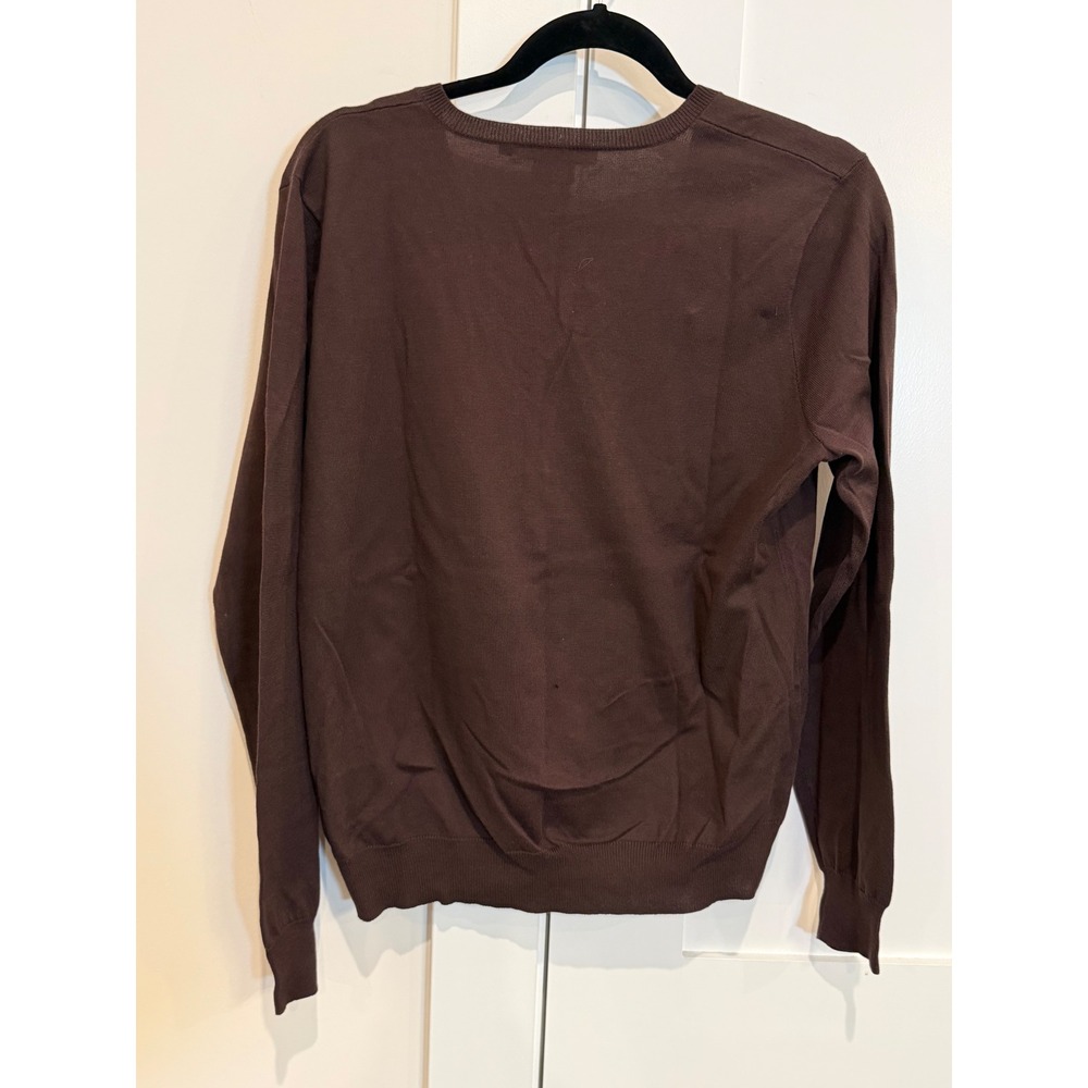 Ralph Lauren V-Neck Sweater Women XL Brown Excellent Pima Cotton Preppy Vintage - Picture 6 of 11